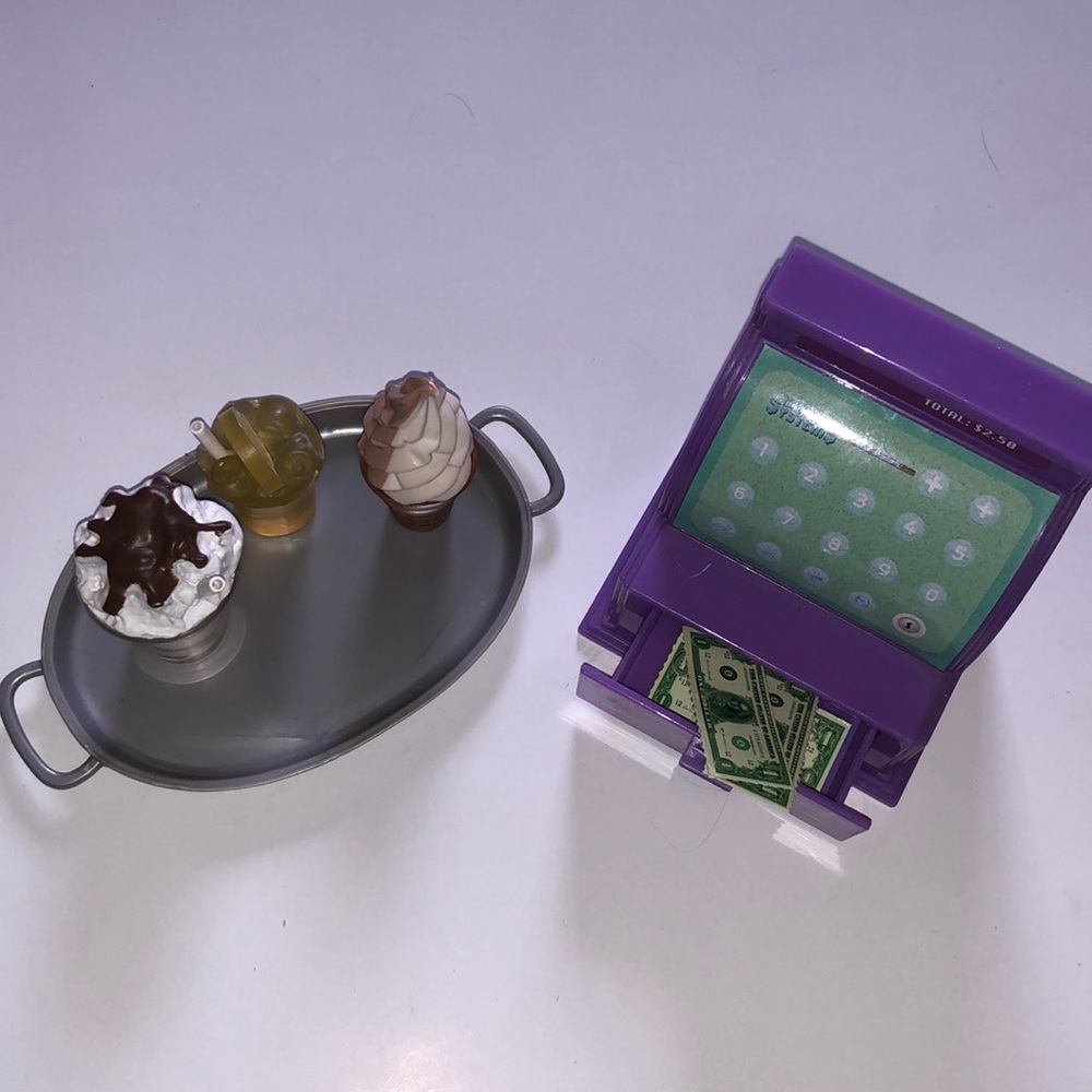 3 for $15.00! American girl doll sized snacks and cash register.